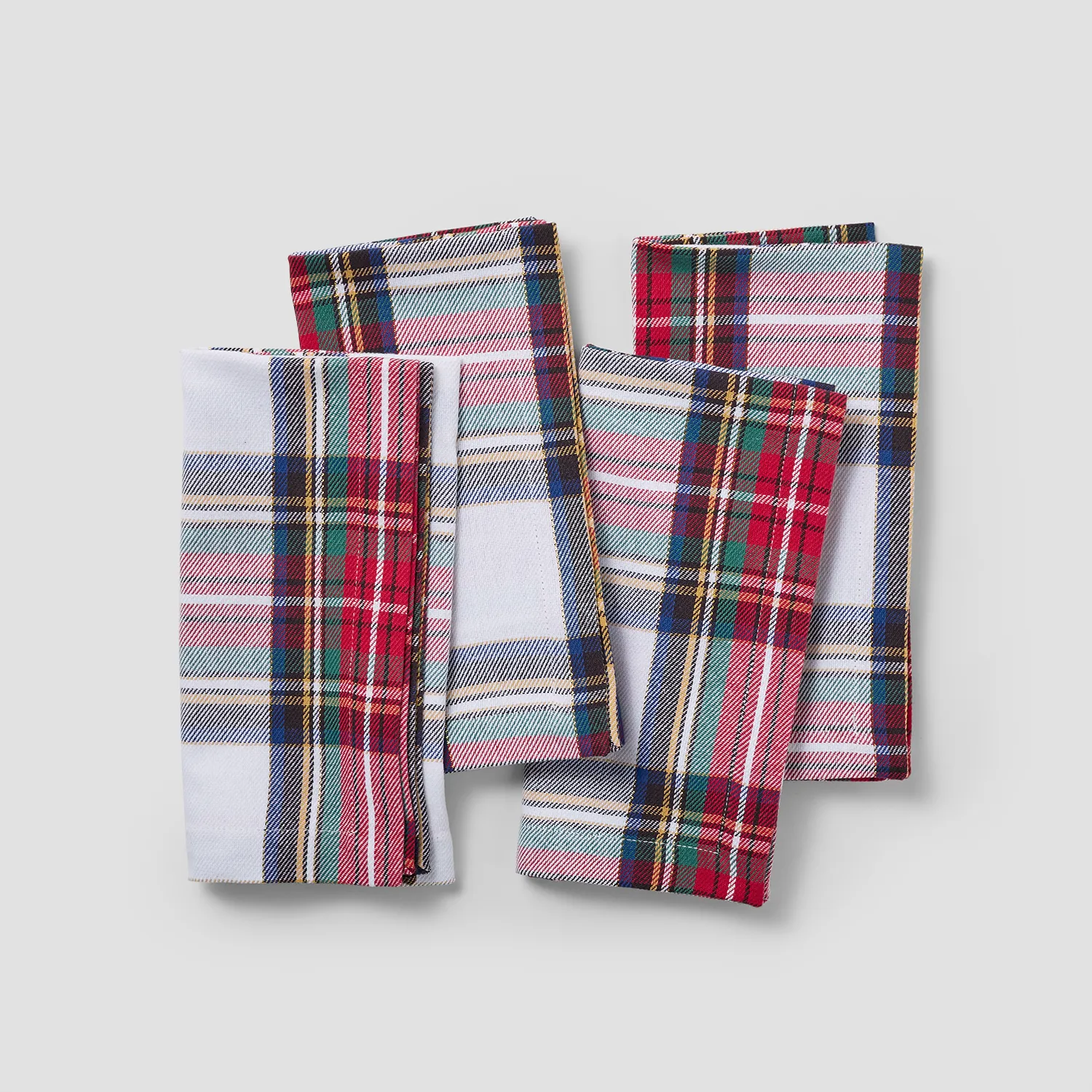 Sur La Table Jolly Santa Lurex Plaid Napkins, Set of 4