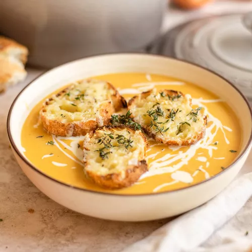 Butternut Squash and Apple Soup with Croutons