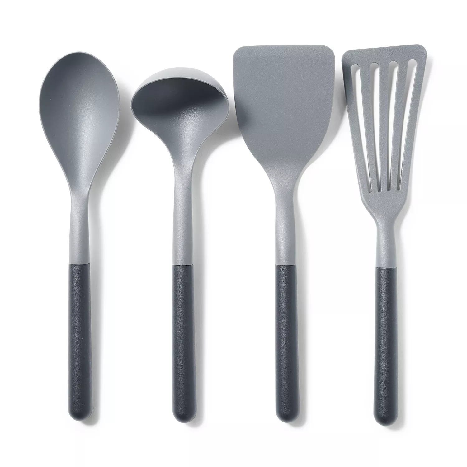 SET of 5 CALPHALON Cooking Utensils Kitchen Essentials Black & Gray & Wood  Spoon