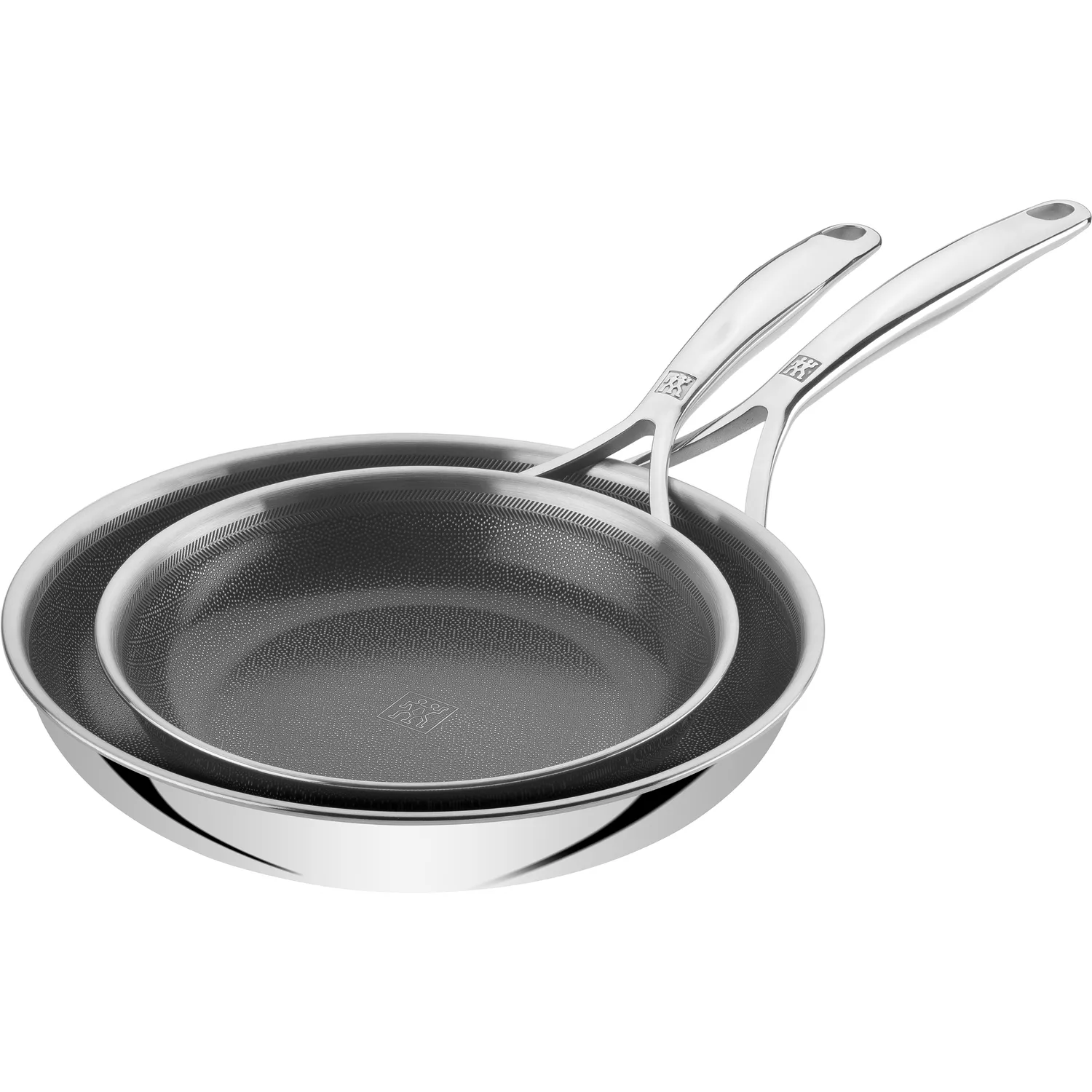 Zwilling Peak Stainless Steel Dual Performance Ceramic Nonstick Set of 2 Skillets, 8" & 10"