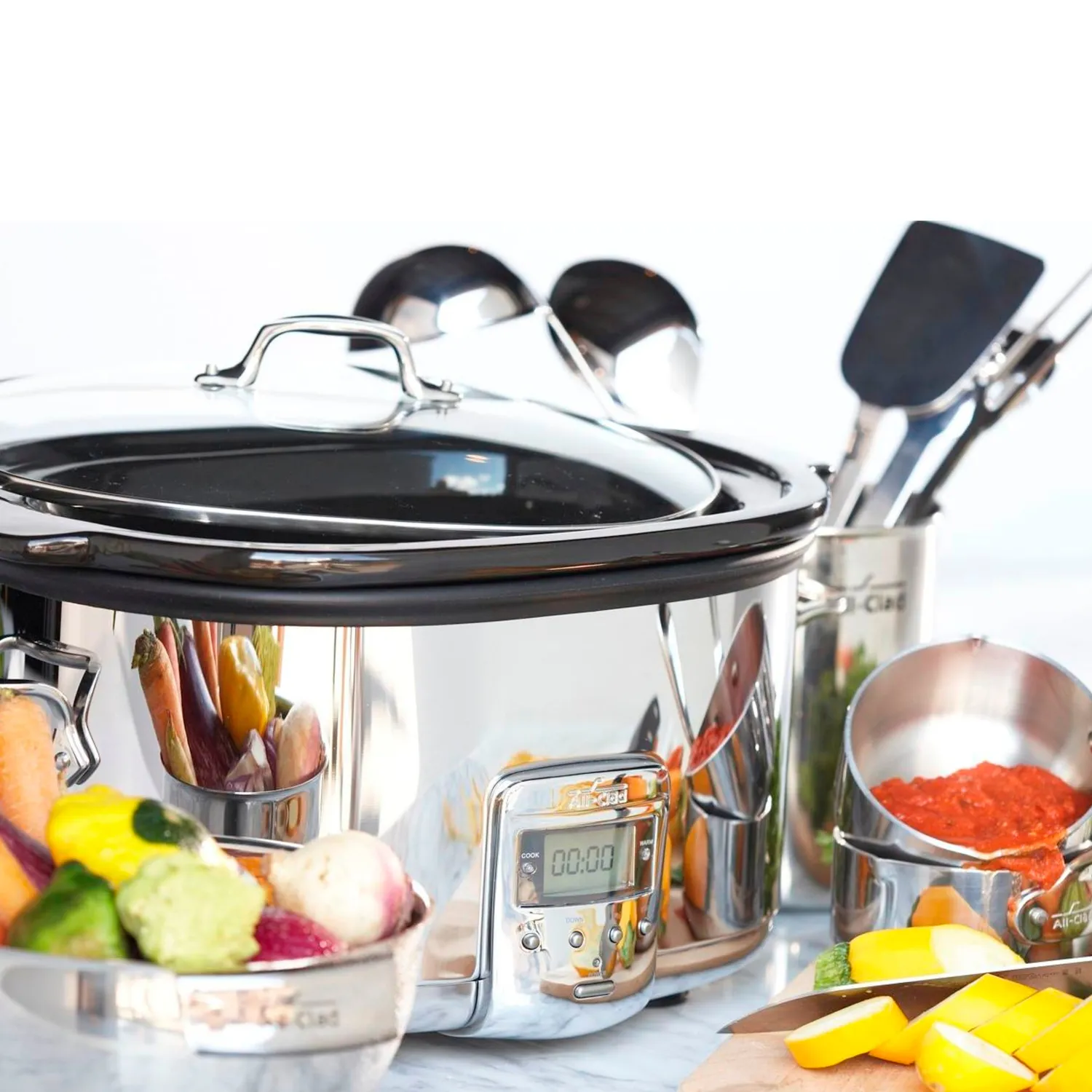 All Clad Stainless Steel Digital Slow Cooker, Nonstick Ceramic Coating, 7 qt.