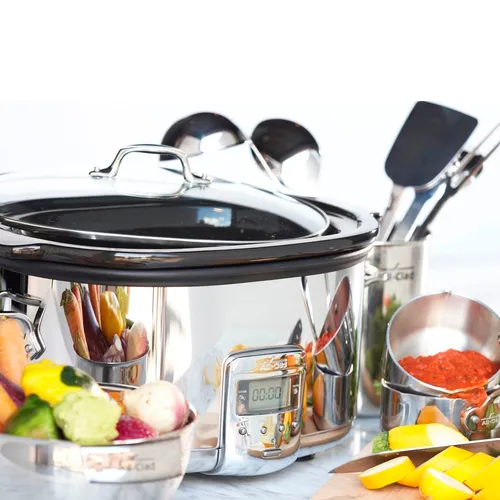 All Clad Stainless Steel Digital Slow Cooker, Nonstick Ceramic Coating, 7 qt.