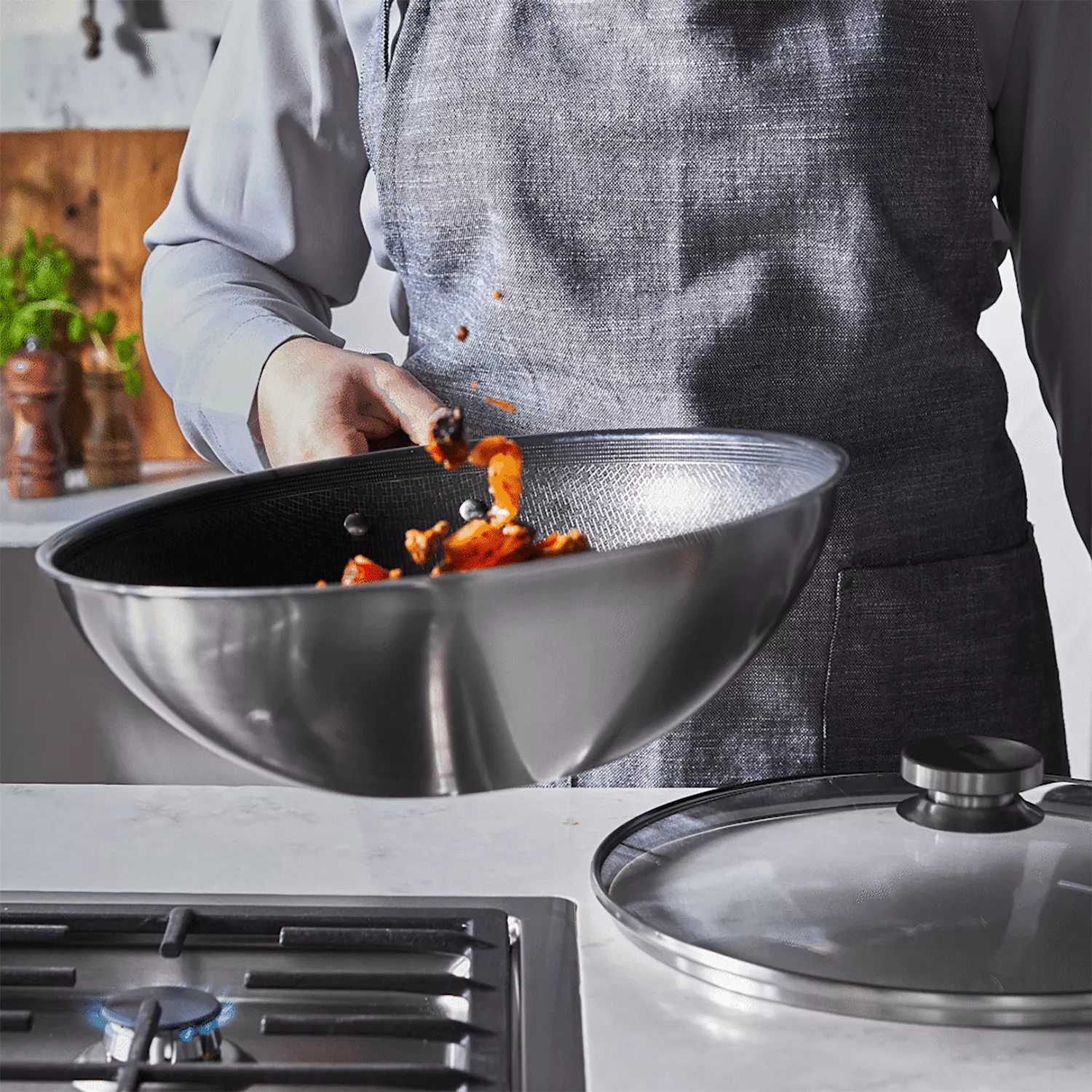 Zwilling Joy Stainless Steel Nonstick Wok with Lid, 12" Sur La Table